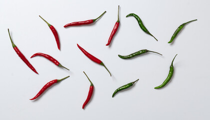 chili peppers on white background