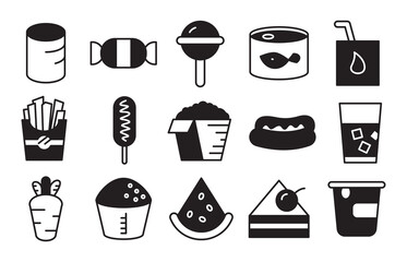 food and junk food icons set design