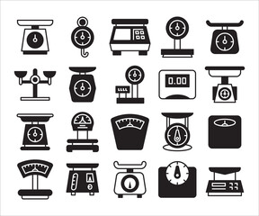weight scale and kitchen scale icon set vector 