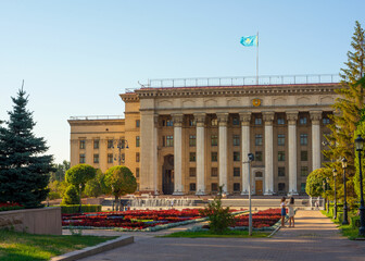 Almaty city center Old square summer city landscape