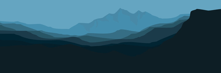 Obraz premium morning mountain flat design vector illustration good for wallpaper, background, web banner, tourism banner template, apps background and backdrop design template 