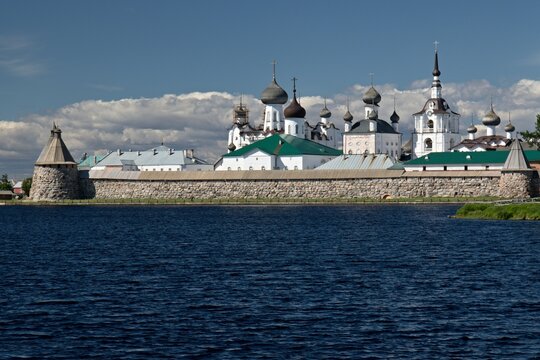 View of Solovetsky Monastery and Lake Svaytoe. Bolshoy Solovetsky Island. Russia.
