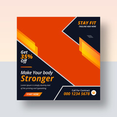 Gym club instagram social media post and web banner design