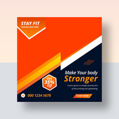 Gym club instagram social media post and web banner design