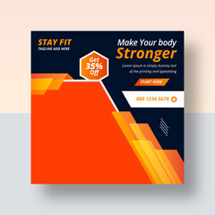 Gym club instagram social media post and web banner design