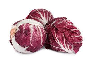 Whole fresh ripe radicchios on white background