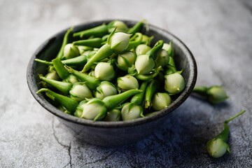 Clove beans or Nithya Vazhuthana close up, selective focus