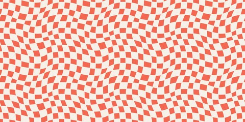 Seamless geometric pattern with woven and distorted checkers