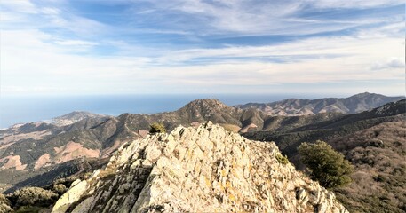 Vue depuis la Tour de la Massane à Argelès dans le sud de la France