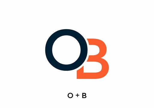 navy blue and orange color of OB initial letter