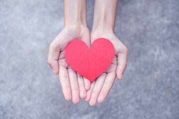 Obraz premium Children's hands holding love and charity concept illustration