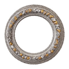 Silver round frame for paintings, mirrors or photo isolated on white background