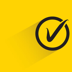 check mark with shadow on yellow background