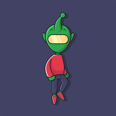 Cute Ufo Alien Cartoon Vector Icon Illustration for Science Space Icon, Sticker, Card. Flat Cartoon Style