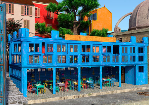 3D Rendering Mediterranean Tavern