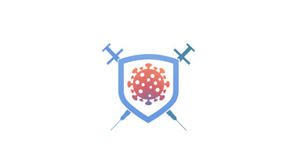 creative covid-19 coronavirus shield syringe logo vector symbol