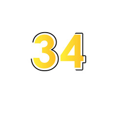 34 th anniversary event party. Vector illustration. numbers template for Celebrating.