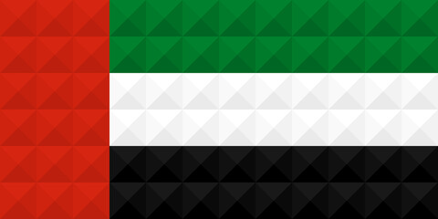 Artistic flag of UAE (United Arab Emirates) with 3d geometric wave concept art design. Correct Proportion. No opacity effect. Eps (vector) and JPEG (high resolution) format in zip file.
