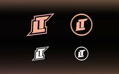 Initials LT logo with a bright color is suitable for E sports teams and others