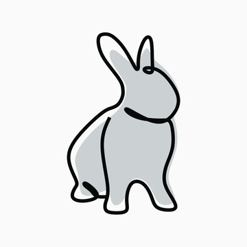 rabbit oneline art continuous line premium vector set