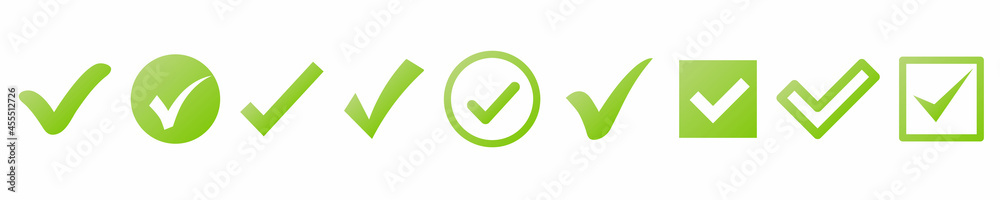 Fototapete Set of check mark. Done icon symbol. Check mark icon. Checkbox icons and check marks. Profile verification icons. Vector checklist marks icon set for websites, mobile apps and other developers