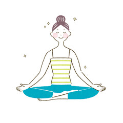 ヨガをする女性　瞑想のポーズ