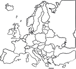 cartoon hand drawn map of europe 