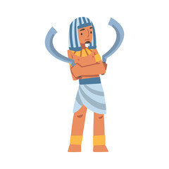 Egyptian Man Character with Blade Wearing Authentic Garment and Nemes Vector Illustration