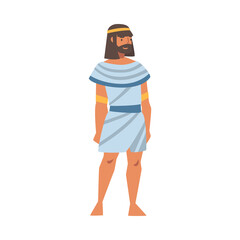 Egyptian Man Character Wearing Authentic Garment and Neck Collar Vector Illustration