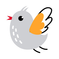 Cute Birdie Fluttering Wings as Farm Bird on Ranch Vector Illustration
