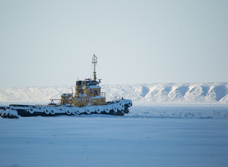ship in the snow