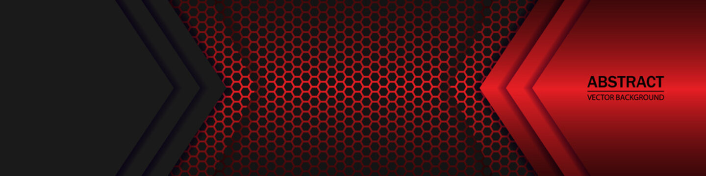 Black and red arrows on the dark red carbon fiber grid. Black carbon fiber hexagon texture.
