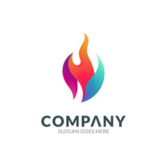 Fire colorful gradient logo vector ready for use