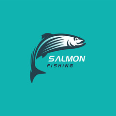 salmon fish logo, fishing logo icon vector illustration