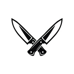 Crossing Butcher Knives Vector Meat Knives Icon Isolated in White Background Stock Vector