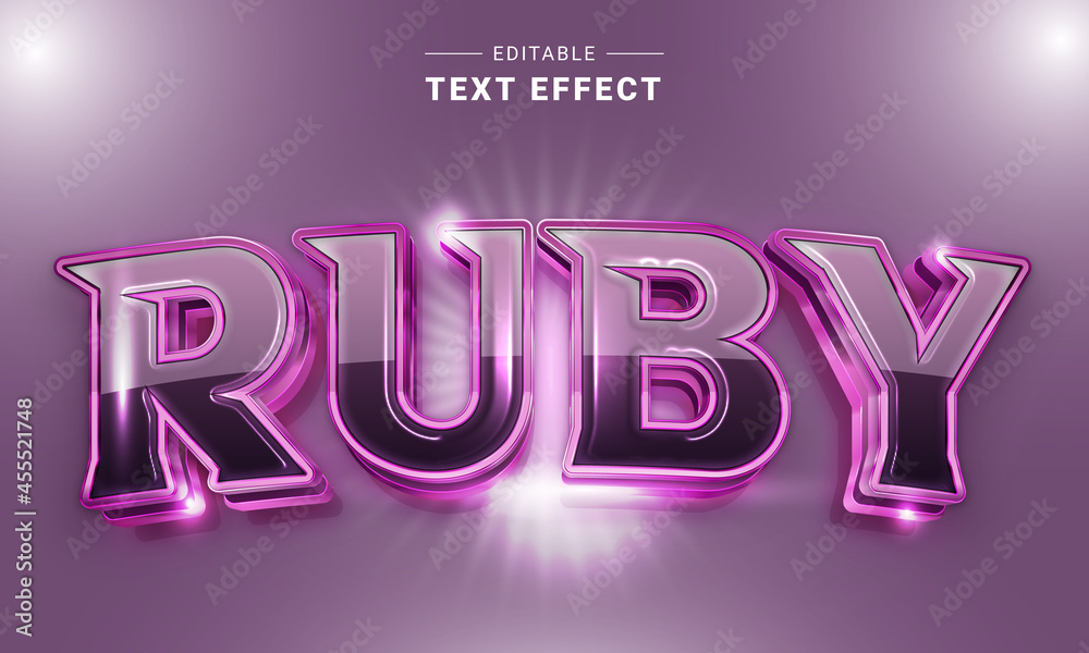 Poster Editable text style effect - Ruby text style theme.	
