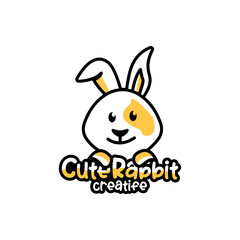 character rabbit logo design icon vector illustration