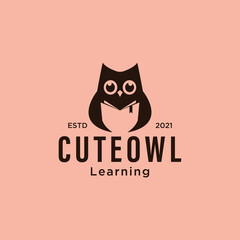 owl read book concept logo, education logo design vector icon inspiration