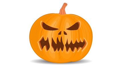 Halloween pumpkin set on a white background, orange pumpkin with different shapes and faces. Vector illustration.