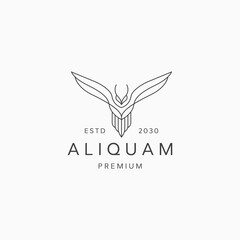 Owl line art logo icon design template flat vector