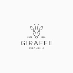 Giraffe head line art logo icon design template flat vector