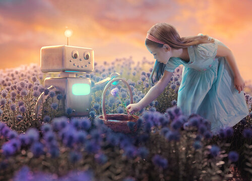 Little Girl And Robot