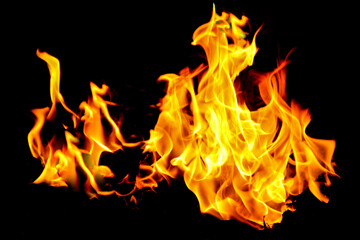 Abstract fire flame. Fire flames on black background.