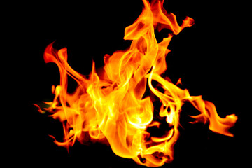 Fototapeta premium Abstract fire flame. Fire flames on black background.