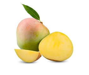 Ripe mango on white background