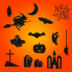 witch, graveyard, broomstick, cobweb, halloween