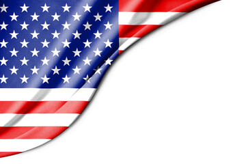 United States flag. 3d illustration. with white background space for text.