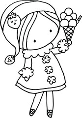 vector cartoon beautiful girl with toys heart shape