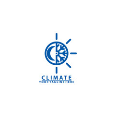 Fototapeta premium Hot and cold symbol. Sun and snowflake all season concept logo.