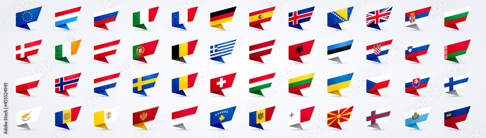 Wall mural Vector Illustration Giant Europe Flag Set